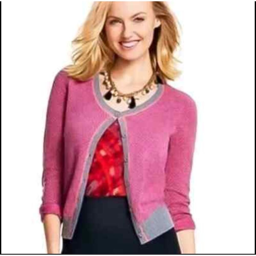 CAbi #3013 Meg Cardigan Womens Button Front Sweater Pink Lg